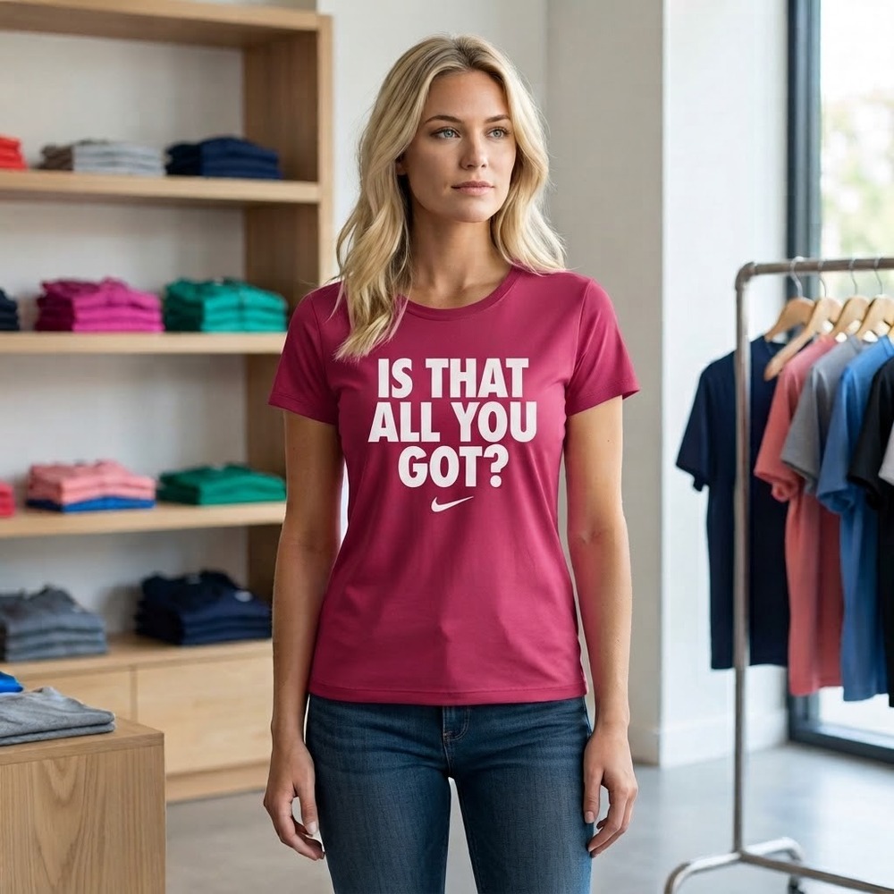 Nike "Is That All You Got?" Fitted Graphic Dri-FIT Tee Womans Small